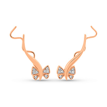 Золотые серьги-клаймберы с фианитами (арт. 110446)