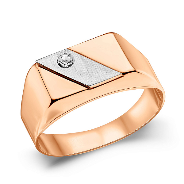 Золотая печатка с фианитом (арт. 180391кб) – изображение 1