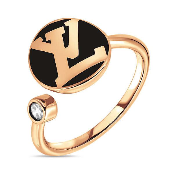 Кольцо из красного золота с эмалью и фианитом (арт. 154215еч) – изображение 1