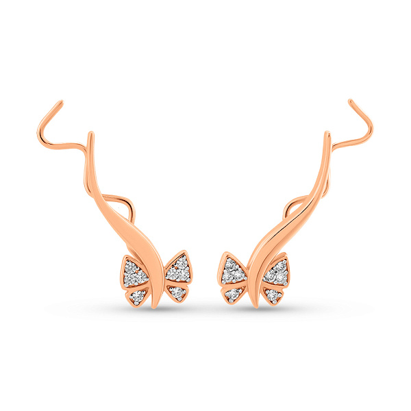 Золотые серьги-клаймберы с фианитами (арт. 110446) – изображение 1