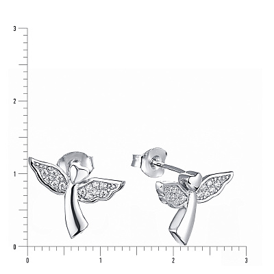 Серебряные серьги пусеты «Ангелы» с фианитами (арт. 7518/5369)