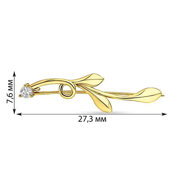Золота брошка з фіанітом (арт. 360088ж) – зображення 2