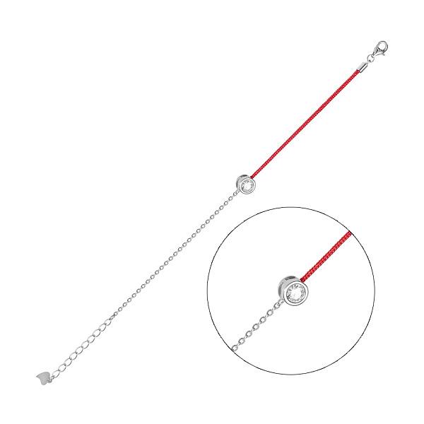 Браслет из серебра с красной нитью (арт. 7309/2182) – изображение 1