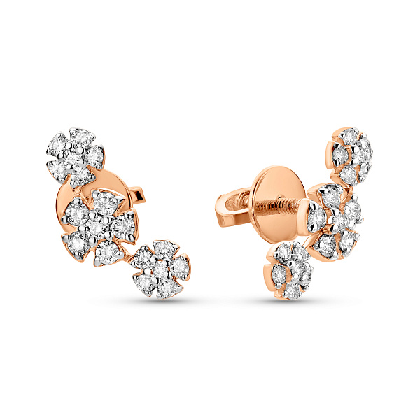 Сережки з червоного золота з діамантами (арт. Т011675020) – зображення 1