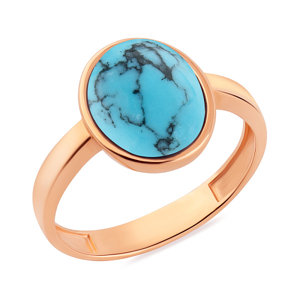 Кольцо из красного золота с бирюзой (арт. 141146ПюГГ) – изображение 1
