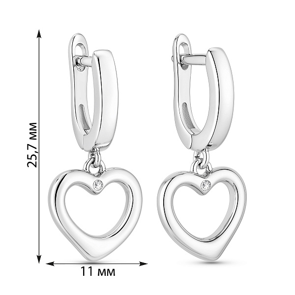 Серебряные серьги Сердца с фианитами (арт. 7502/10483) – изображение 2
