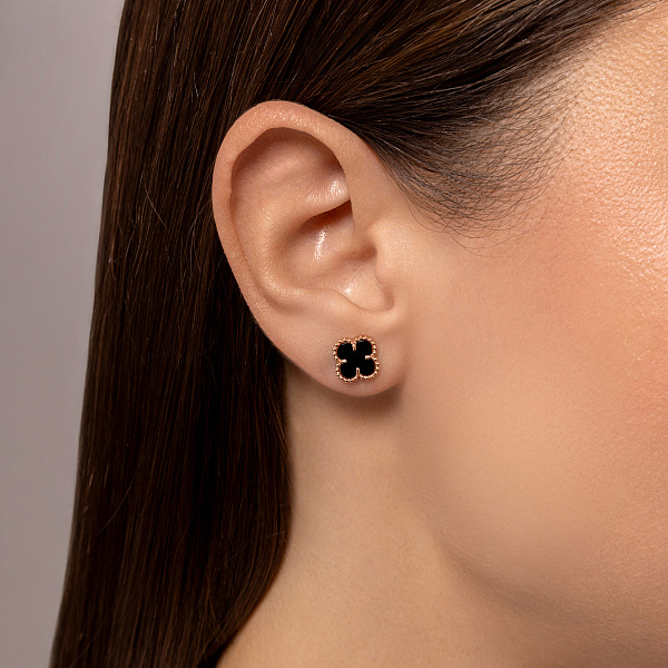 Золоті сережки з оніксом (арт. 1101198о) – зображення 2