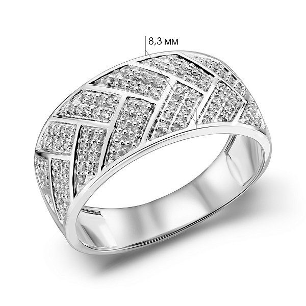 Широка золота каблучка з діамантами (арт. К341475020б) – зображення 4