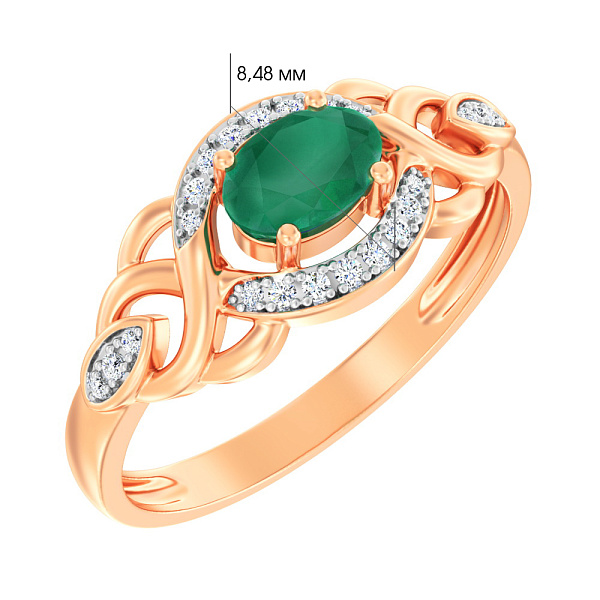 Золотое кольцо с изумрудом и бриллиантами (арт. К011049и) – изображение 2
