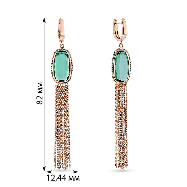 Золоті сережки-підвіски з кварцом (арт. 107604Пкз) – зображення 3