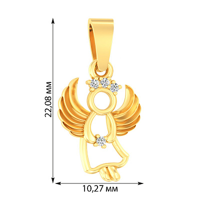 Золотая подвеска «Ангел» с фианитами (арт. 440558ж)