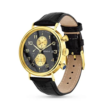 Массивные золотые часы с кожаным ремешком (арт. 260238жчжч)