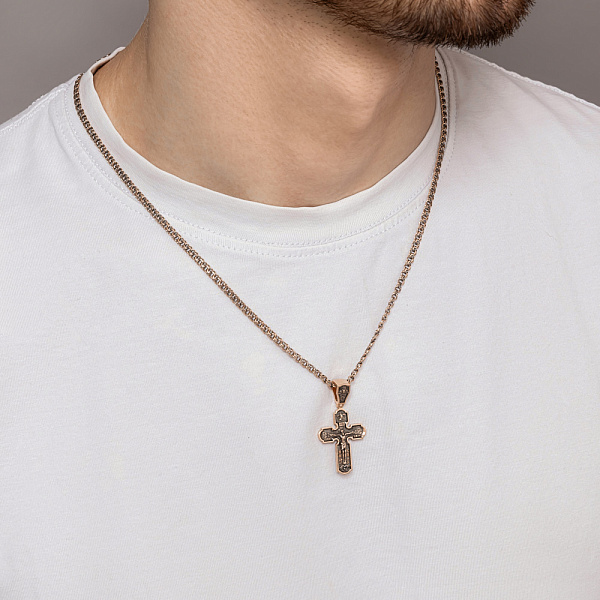 Хрестик з червоного золота з чорнінням (арт. 501744ч) – зображення 6