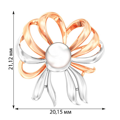 Золотая брошь с жемчугом  (арт. 360044)