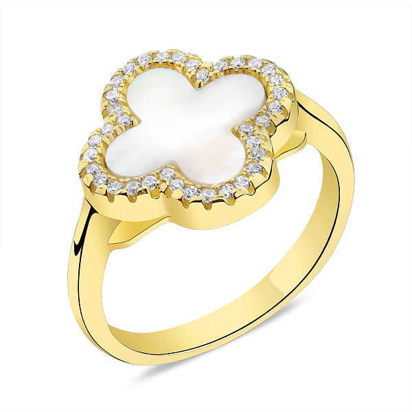 Каблучка зі срібла з перламутром і фіанітами (арт. 7501/6437/15жп) – зображення 1