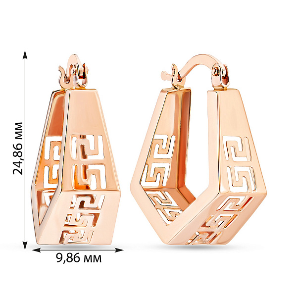 Сережки Олімпія з візерунком з червоного золота (арт. 105932) – зображення 2