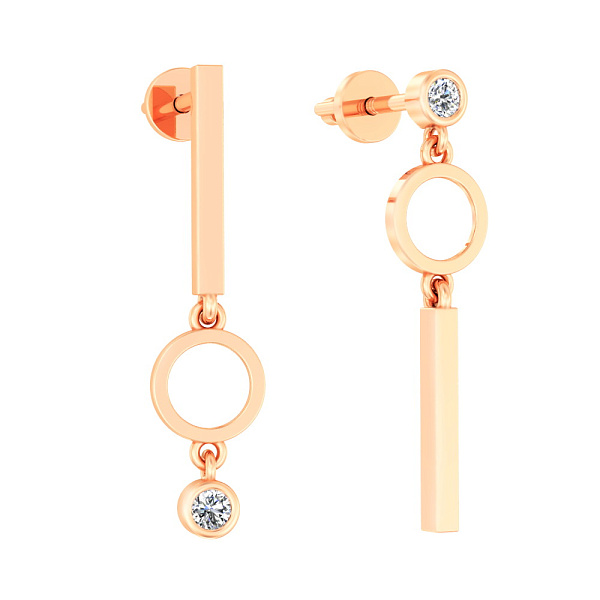 Золотые серьги пусеты с фианитами (арт. 110586) – изображение 1