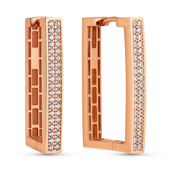 Серьги из красного золота с фианитами (арт. 1091915) – изображение 1