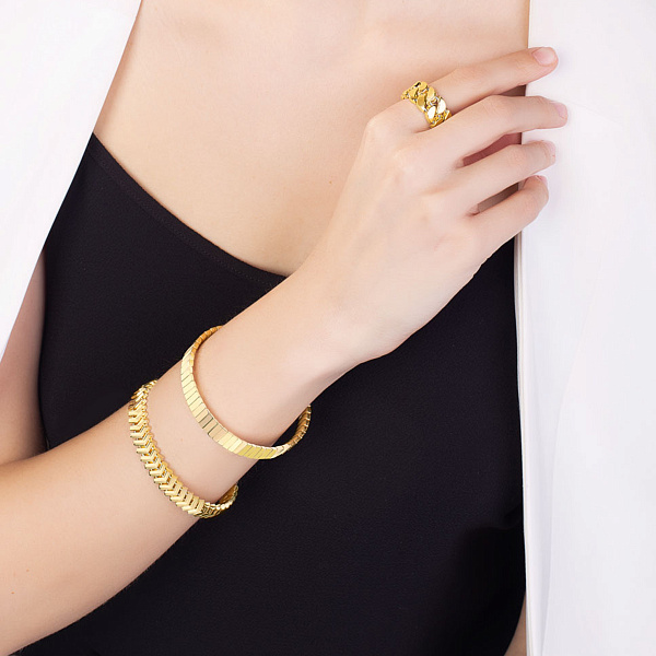 Широкий браслет Francelli из желтого золота (арт. 326107ж) – изображение 3