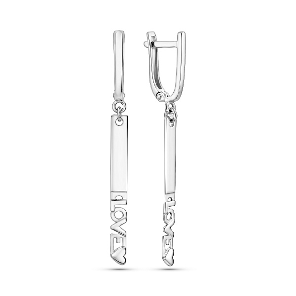 Золотые серьги с подвесками Love (арт. 110580б) – изображение 1