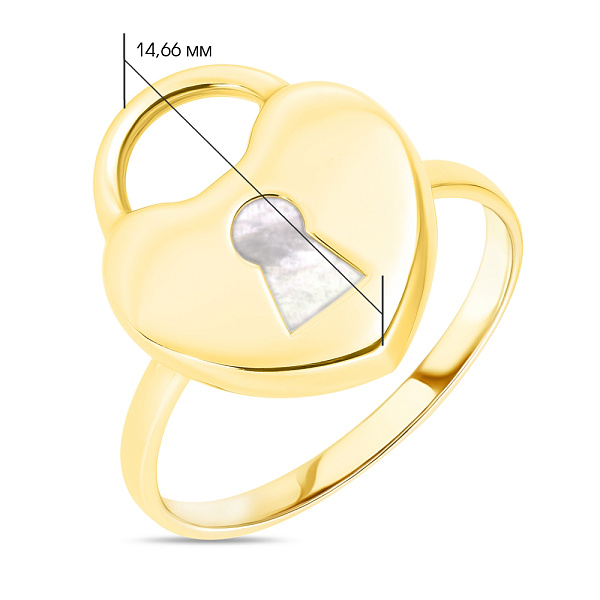 Кольцо Сердце с перламутром из желтого золота  (арт. 154369жп) – изображение 2
