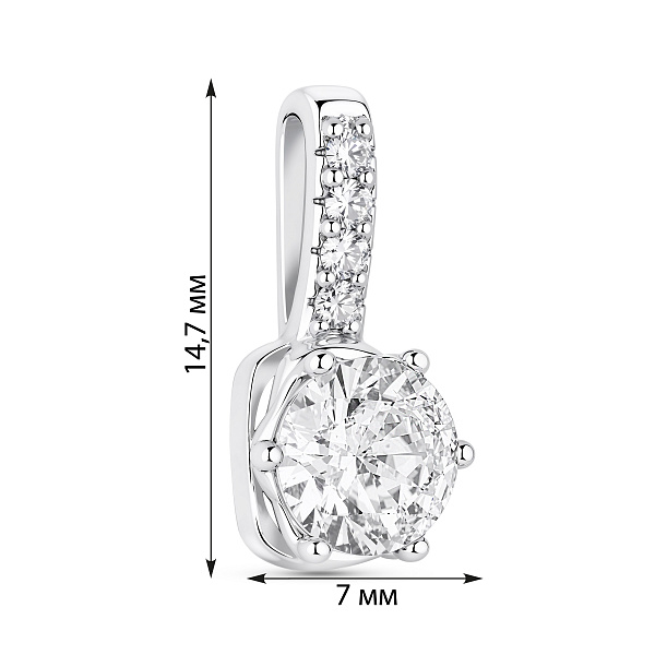 Серебряный кулон с крупным фианитом (арт. 7503/4739) – изображение 2