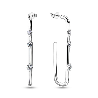 Сережки зі срібла з трьома фіанітами Trendy Style (арт. 7518/5981)