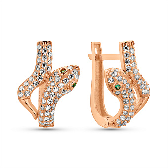 Сережки Змея из красного золота	с фианитами (арт. 1091911з)