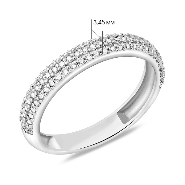 Кольцо из белого золота с дорожкой из бриллиантов (арт. К011516020б) – изображение 3