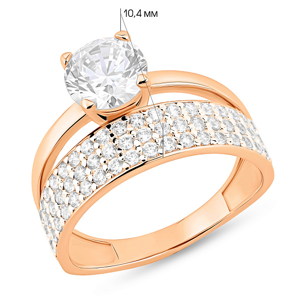 Золотое помолвочное кольцо с фианитами (арт. 140425) – изображение 4