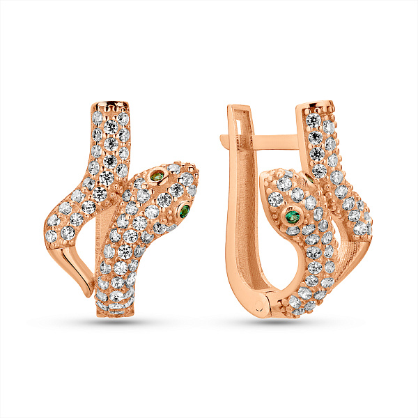 Сережки Змія з червоного золота з фіанітами (арт. 1091911з) – зображення 1
