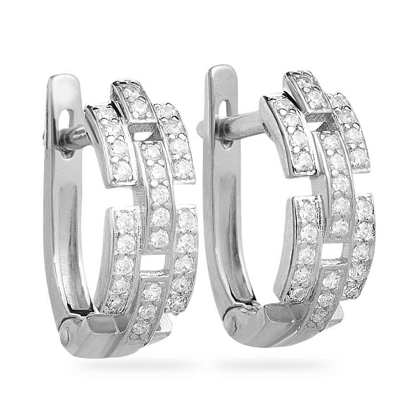 Сережки з фіанітами з білого золота (арт. 110398б) – зображення 1