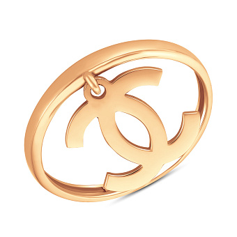 Золотое кольцо в красном цвете металла (арт. 154022)