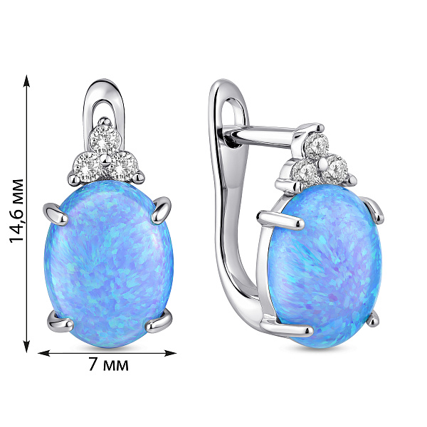 Сережки зі срібла з опалом і фіанітами (арт. 7502/10207Пос) – зображення 2