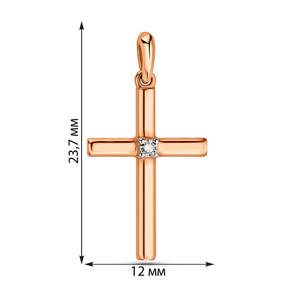 Золотая подвеска-крестик с бриллиантом (арт. 3103637201) – изображение 2