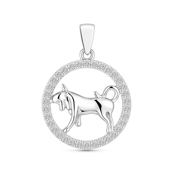 Серебряный кулон Телец с фианитами (арт. 7503/4702тл) – изображение 1