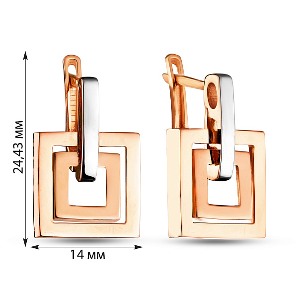 Золотые сережки в комбинированном цвете металла (арт. 105829кб) – изображение 3