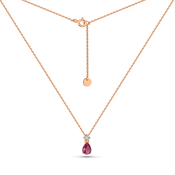 Золотое колье с рубином и бриллиантом (арт. Ц011753р) – изображение 2