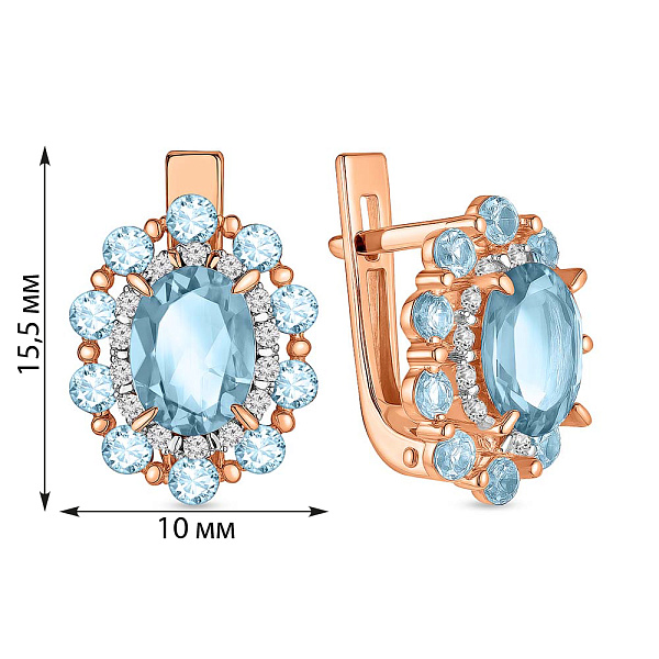 Золотые серьги с топазом и фианитами (арт. 111108Пг) – изображение 2