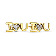Фото Пусеты из желтого золота I Love You с фианитами (арт. 111083ж)