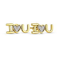 Пусети з жовтого золота I Love You з фіанітами (арт. 111083ж)