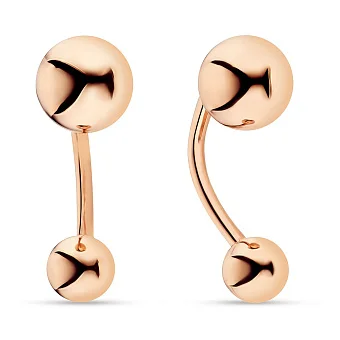 Золоті пусети-джекети в червоному кольорі металу (арт. 104514)