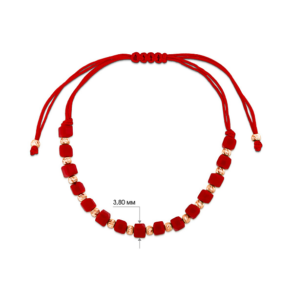 Браслет с красной нитью с ониксом и золотыми вставками (арт. 325359окуа) – изображение 3