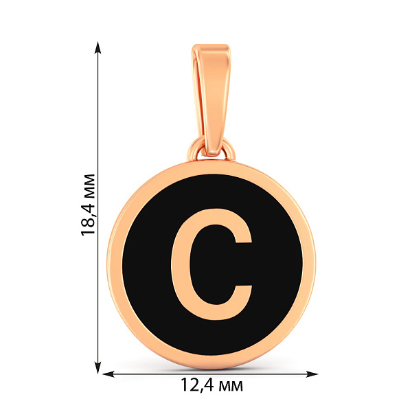 Золотой кулон Буква С с эмалью (арт. 440992еч) – изображение 3