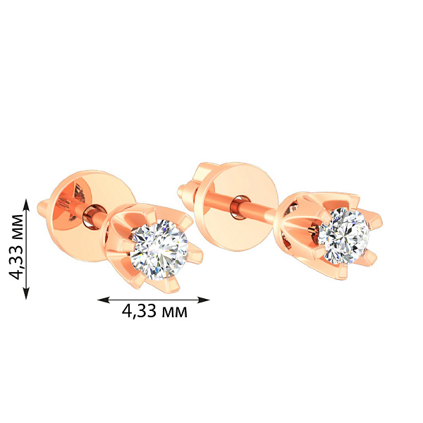 Золотые серьги пусеты с бриллиантом (арт. Т011003) – изображение 3