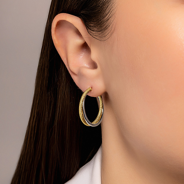 Сережки из желтого и белого золота (арт. 1091898/25жб) – изображение 2