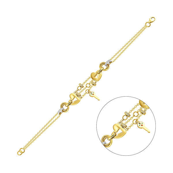 Браслет  з жовтого золота з фіанітами і емаллю (арт. 321731жбеП1) – зображення 1