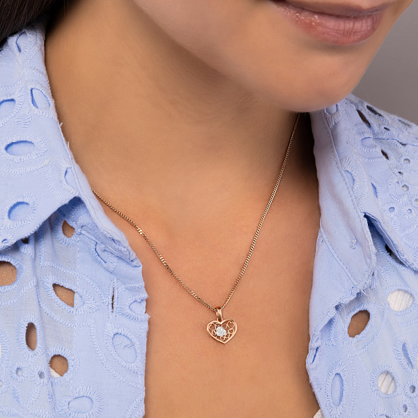 Золотий кулон Серце з діамантами (арт. П011440) – зображення 2