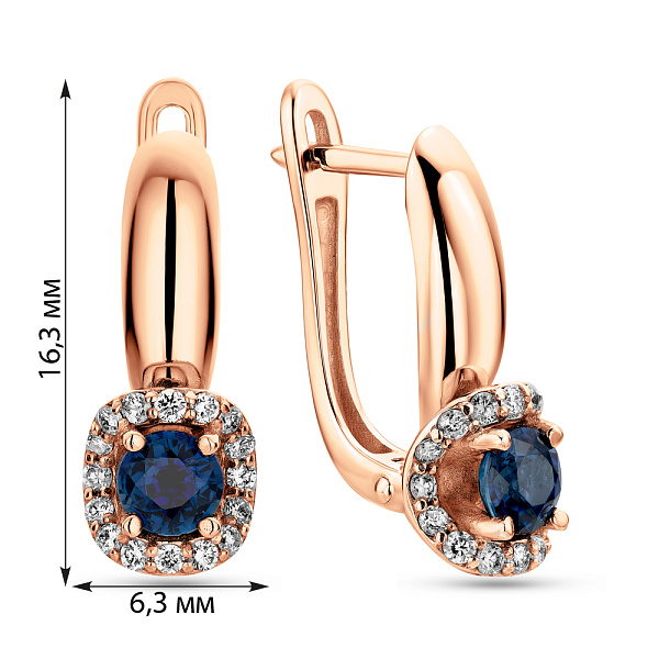 Золотые серьги с бриллиантами и сапфиром (арт. 2191986201с) – изображение 3
