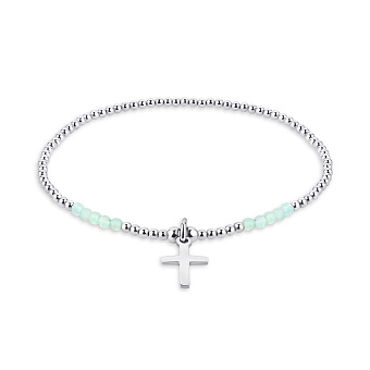 Фото Срібний браслет з зеленими альпінітами (арт. 7509/3941аз)